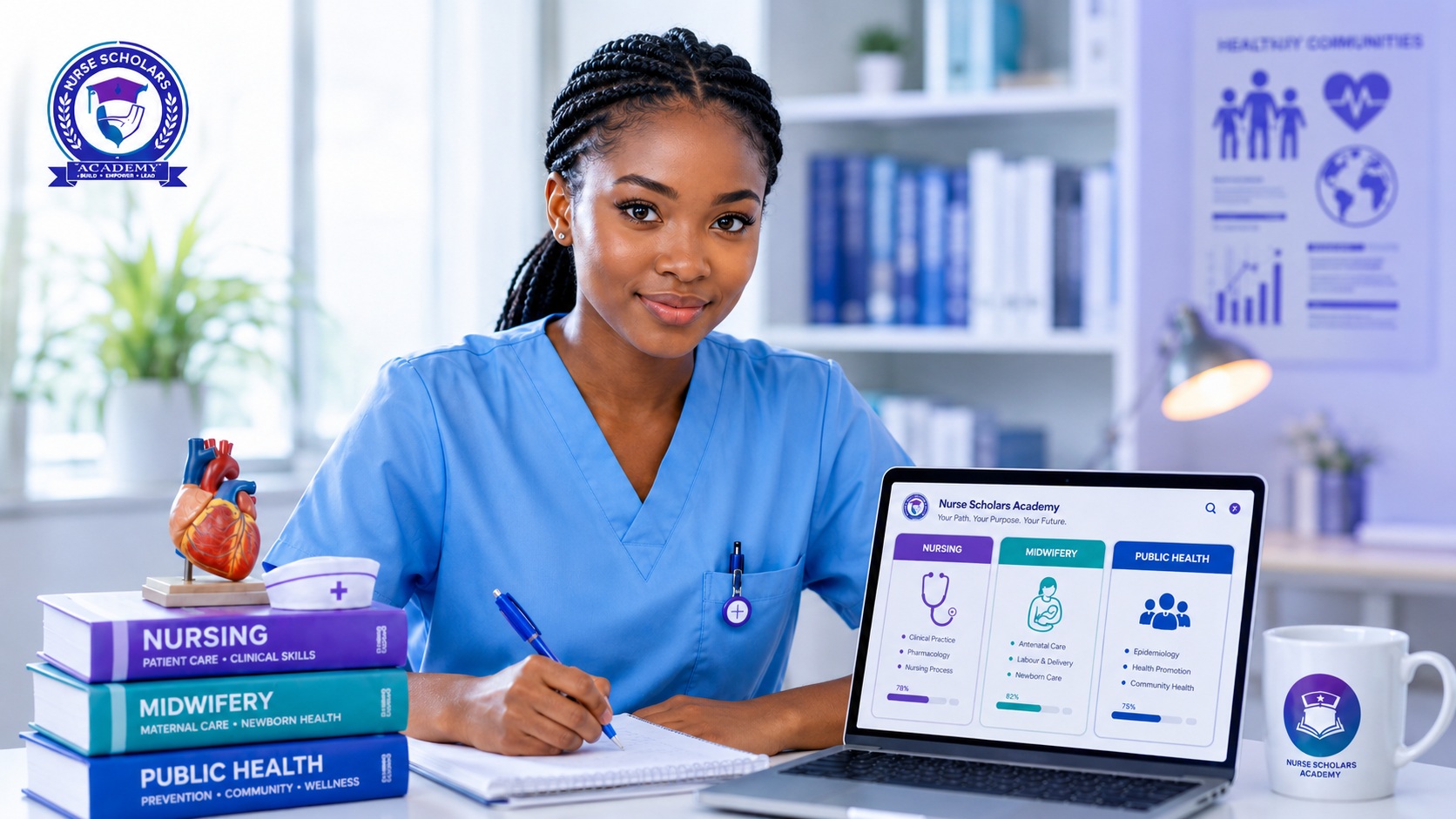 Nursing student preparing for study